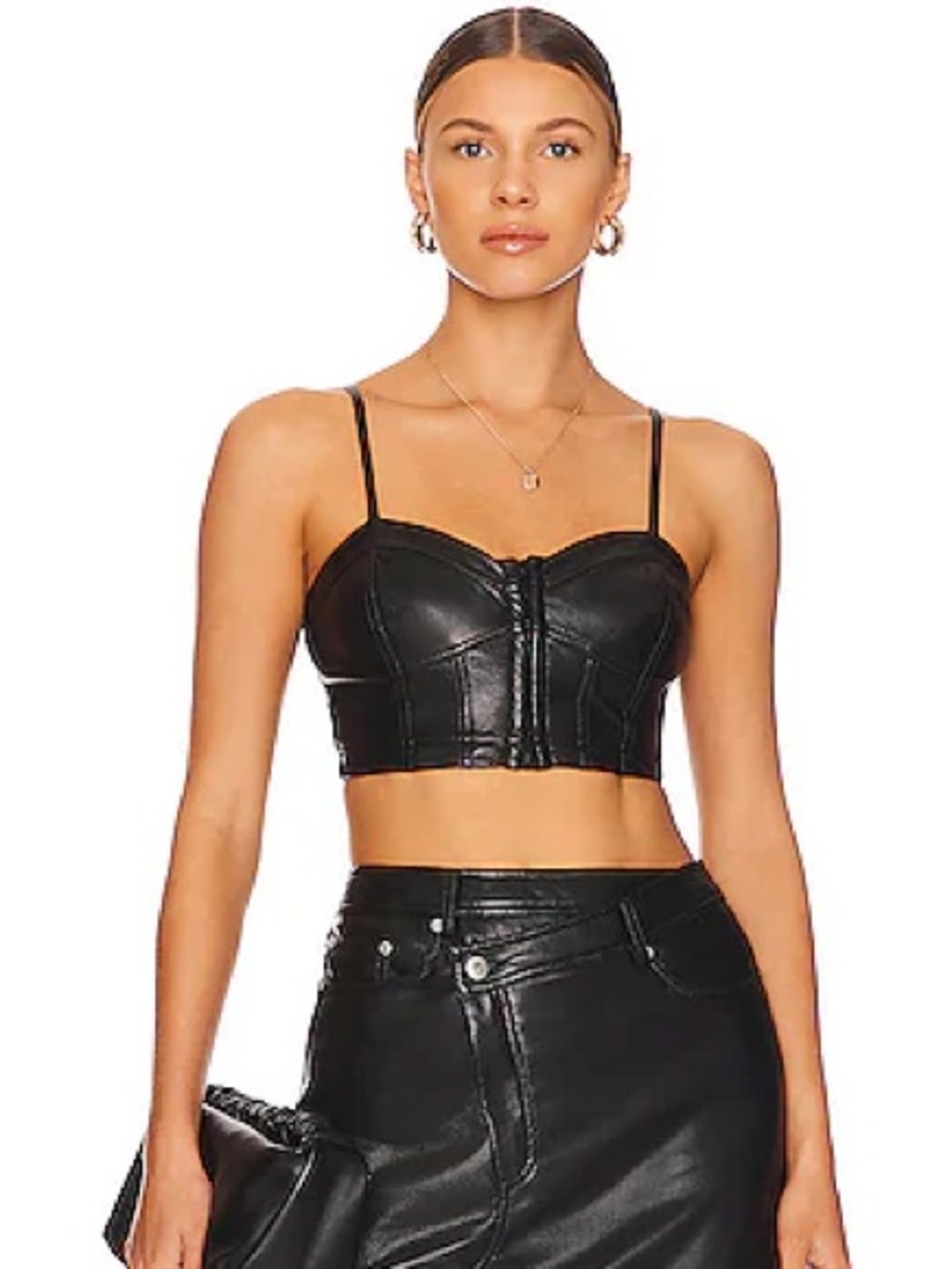 Jonathan Simkhai Korina Faux Leather Bustier Top